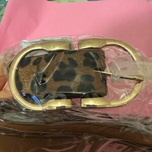 Fashion Nova Leopard Print Belt with Gold Buckle